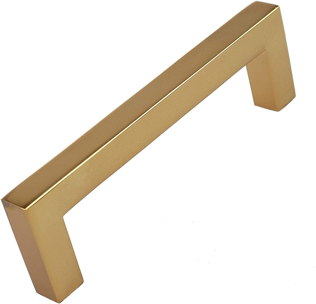 3 3/4 Center Gold Solid Square Bar Pulls (25 Pack) Brass