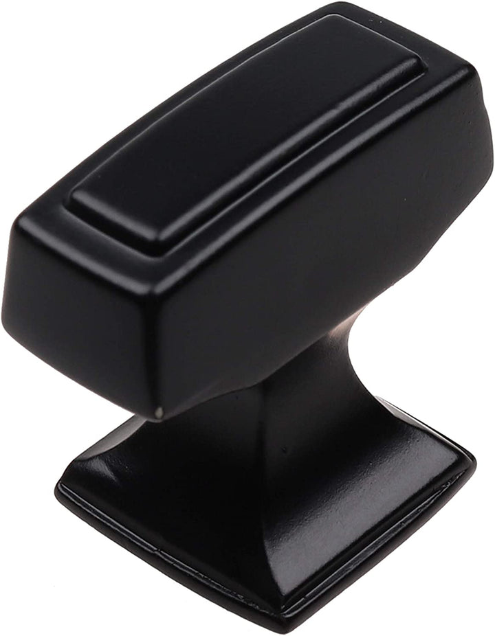 10 Pack 1 1/8 inch Rectangle Cabinet Knob Black Modern