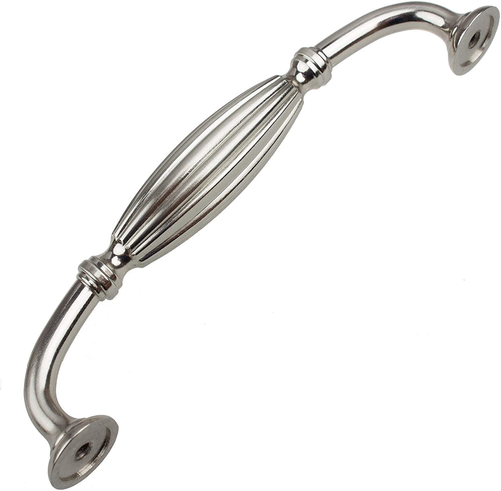 5 Pack 5 Center Satin Nickel Fluted Cabinet Pulls Traditional Zinc Finish - Diamond Home USA