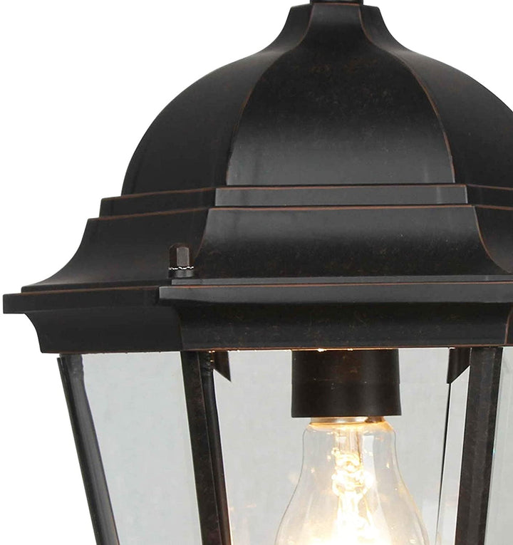 1 Light Outdoor Hanging Lantern Oil Rubbed Bronze Traditional Metal Dimmable - Diamond Home USA