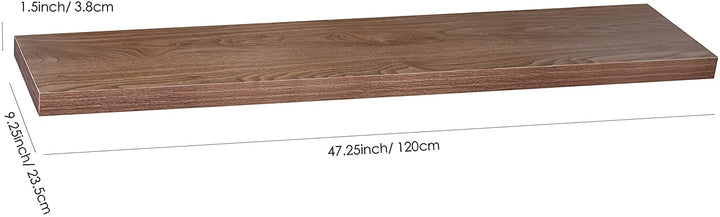Modern Contemporary Jd Walnut Floating Shelf 47 29 251 5 Inches Brown Mid Century MDF Wood Natural Finish Includes Hardware Storage - Diamond Home USA