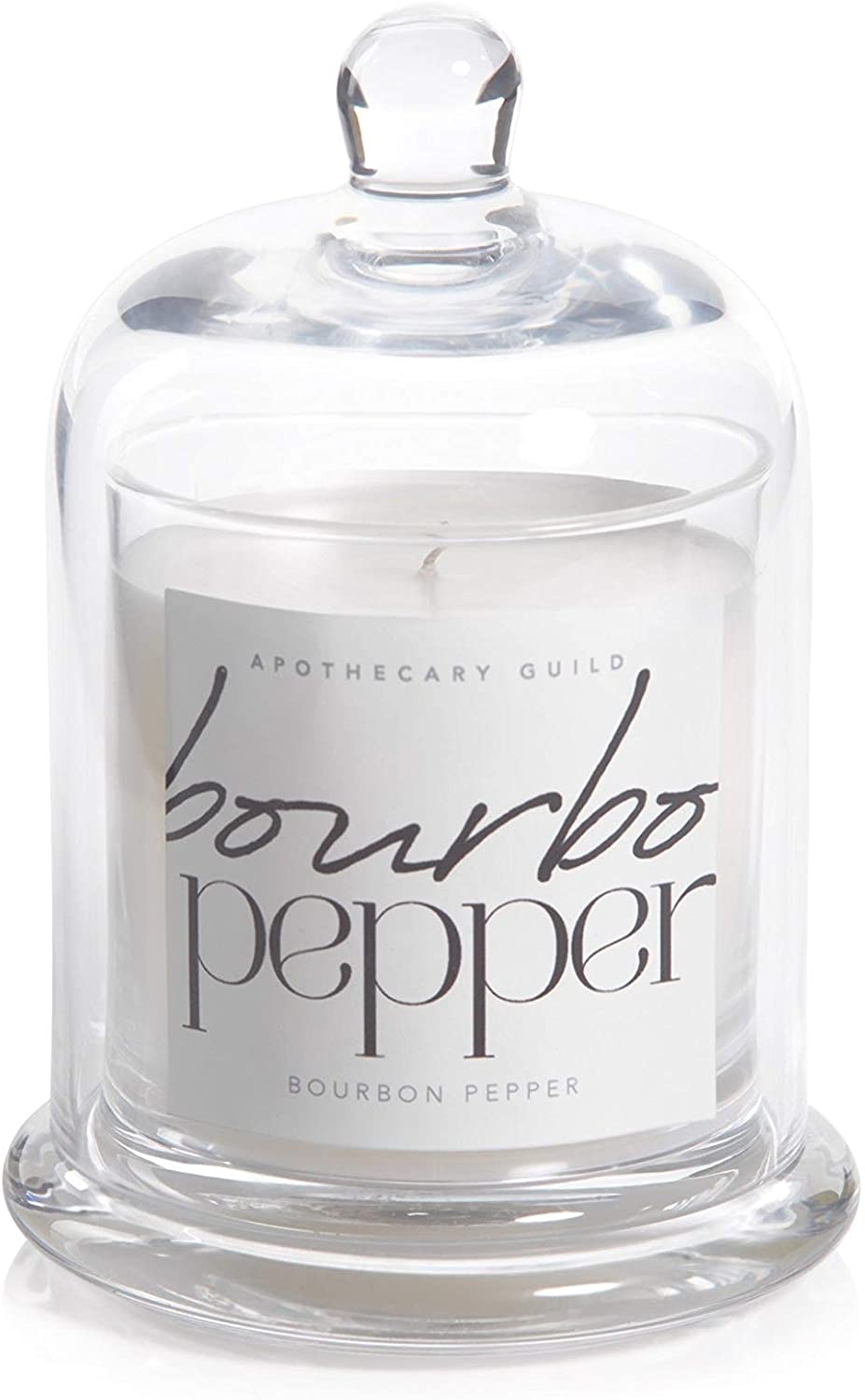 Bourbon Pepper Scented Candle Jar Glass Dome Clear