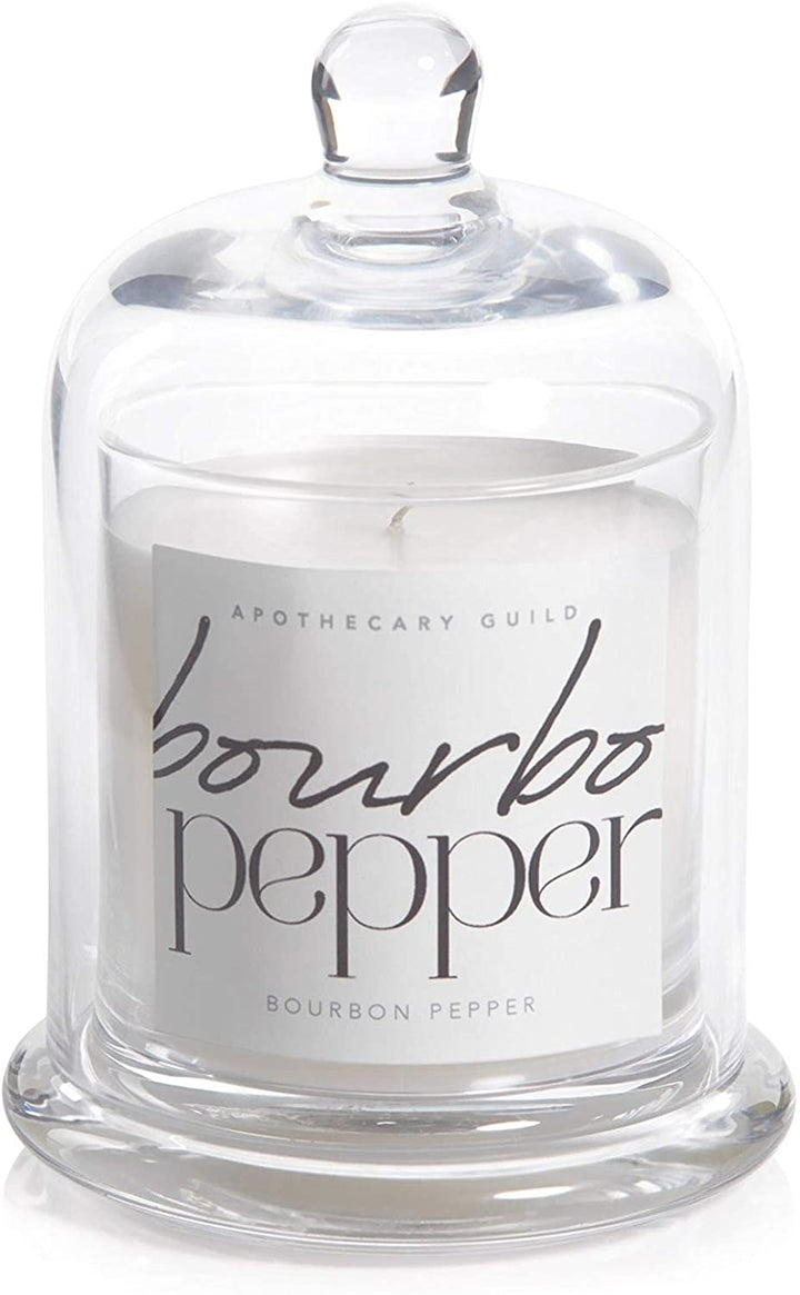 Bourbon Pepper Scented Candle Jar Glass Dome Clear