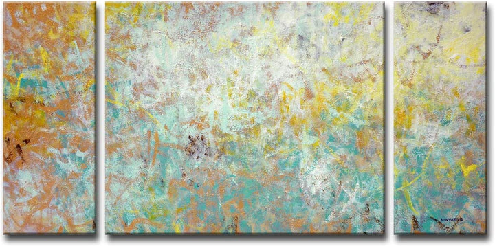 by Jr 3 Piece Wrapped Canvas Wall Art Set Brown White Yellow Modern Contemporary Specialty Wood Handmade Includes Hardware - Diamond Home USA