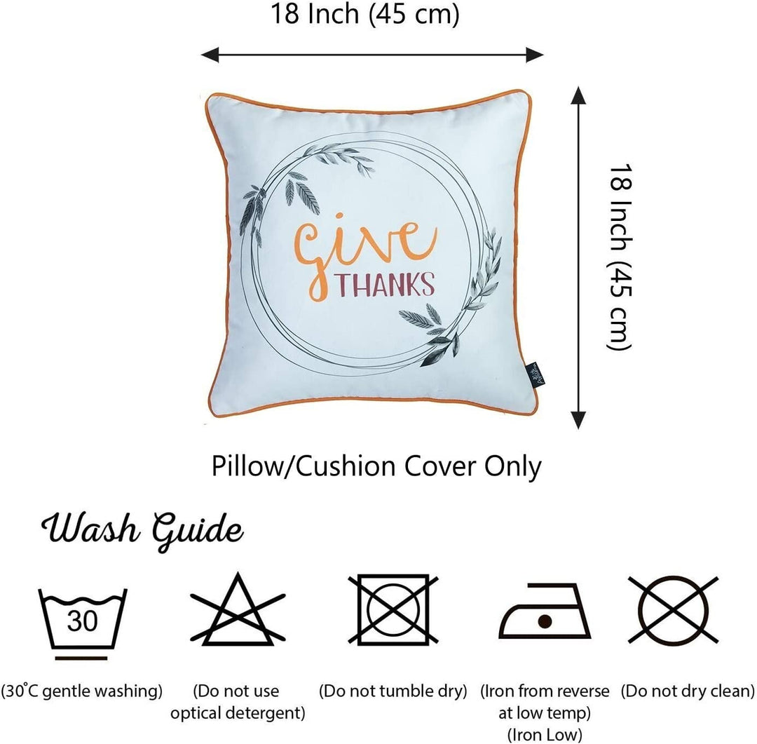 Fall Season Thanksgiving Pie Throw Pillow Covers 18"x18" (Set 4) White Floral Farmhouse Polyester Set 3 More Removable Cover - Diamond Home USA