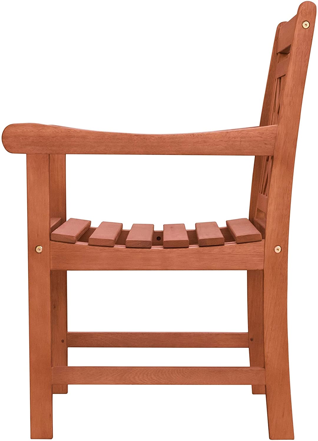 Outdoor Patio Plaid Eucalyptus Dining Armchair Brown Country Rubbed Weather Resistant - Diamond Home USA