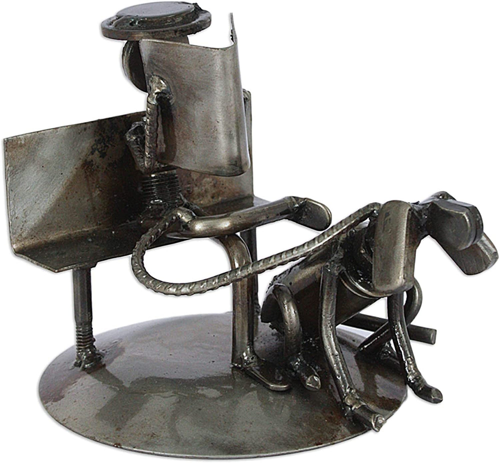 Handcrafted Auto Part 'Rustic Friends' Sculpture (Mexico) Grey Metal Handmade - Diamond Home USA