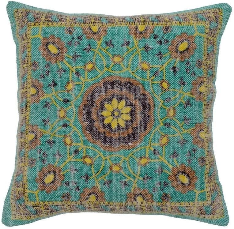 Handmade Cotton 20'' Throw Pillows (Set Two) Green Geometric