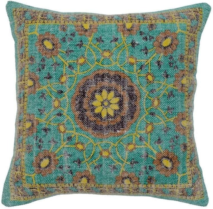 Handmade Cotton 20'' Throw Pillows (Set Two) Green Geometric