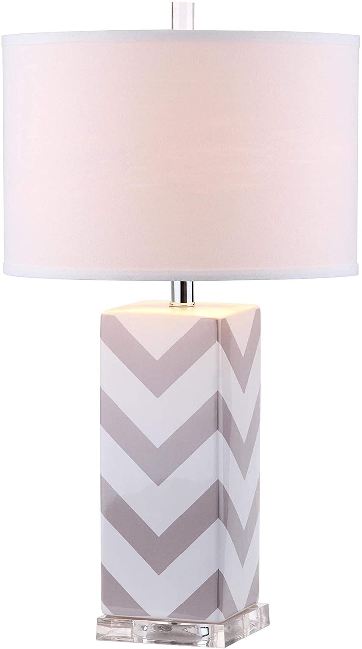 MISC Lighting 27 inch Grey Chevron Stripe Table Lamp (Set 2) 15"x15"x27" Nickel Bulbs Included