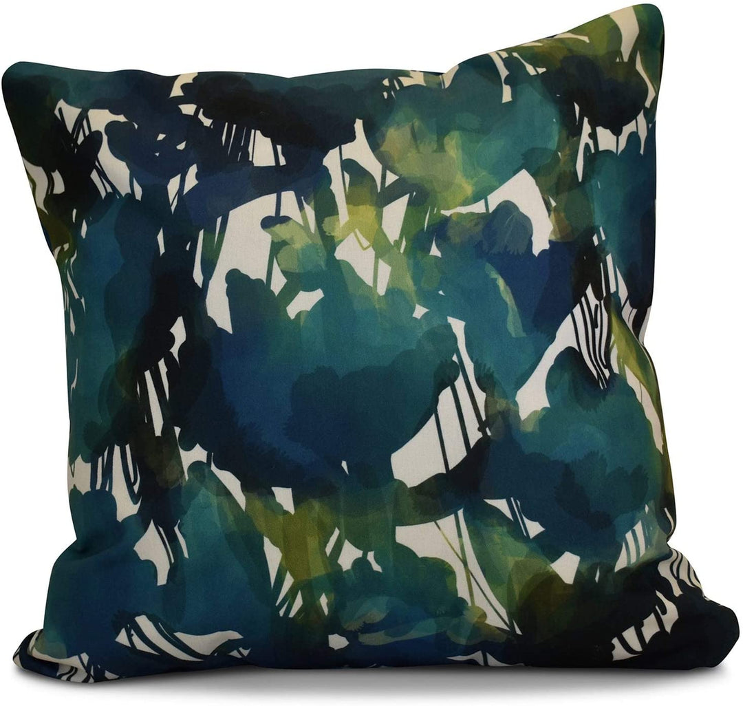 20 X 20 inch Abstract Floral Pillow Blue Modern Contemporary