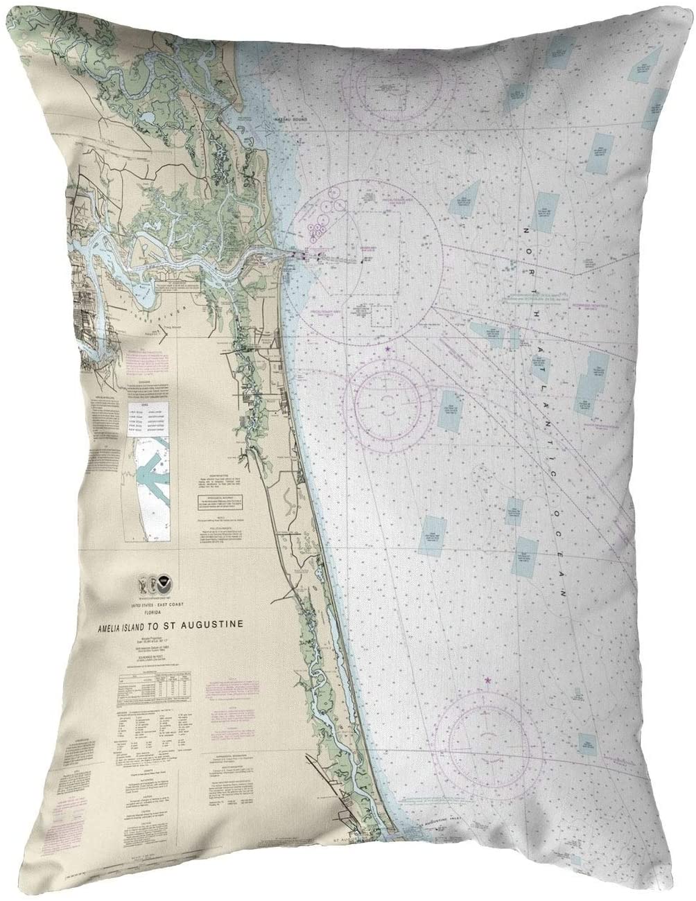 Island Saint Fl Nautical Map Noncorded Pillow 11x14 Color
