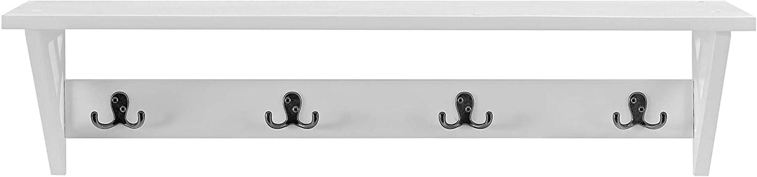 Apple 36 inch Wide Coat Hook Shelf White Farmhouse