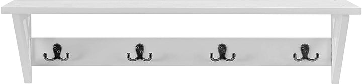 Apple 36 inch Wide Coat Hook Shelf White Farmhouse