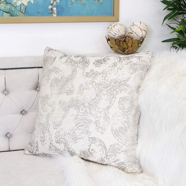 Cozy Paisley Throw Pillow Cover Insert Grey Polyester Single - Diamond Home USA