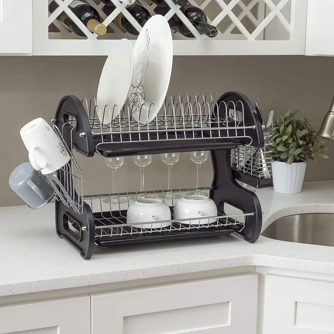 Multifunctional Dish Drainer Dual Layers Bowls Dishes