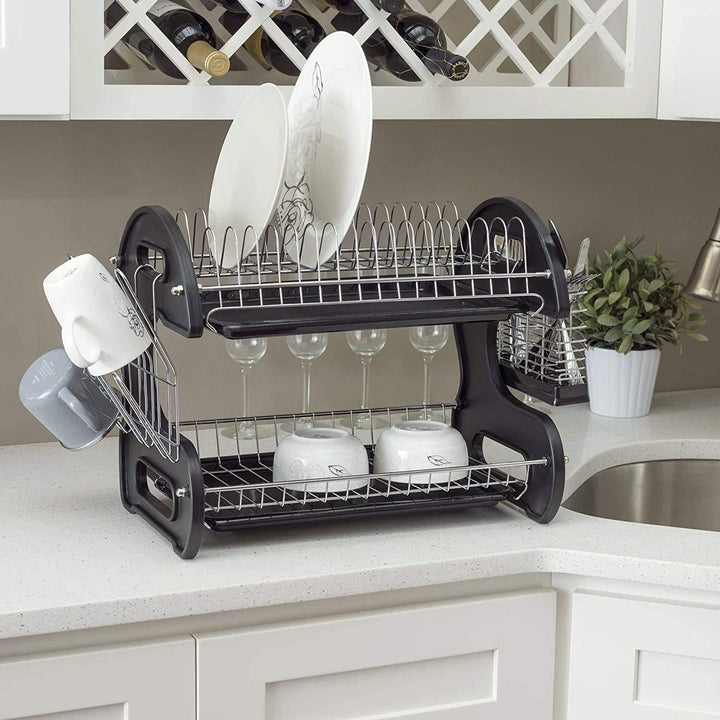 Multifunctional Dish Drainer Dual Layers Bowls Dishes