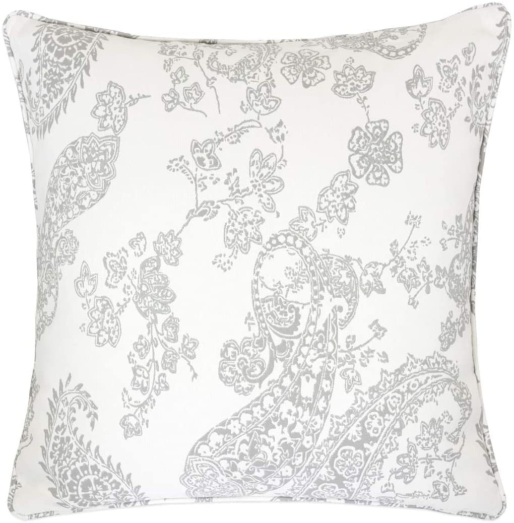 Cozy Paisley Throw Pillow Cover Insert Grey Polyester