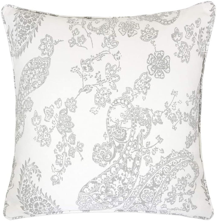 Cozy Paisley Throw Pillow Cover Insert Grey Polyester