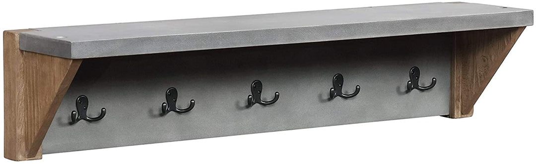 Enchanted Acre 40 inch Coat Hook Shelf Grey MDF
