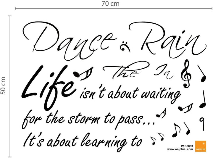 Dance Rain Quote Wall Sticker Home DIY Art Decal Black Modern Contemporary Surface Installation Removable - Diamond Home USA