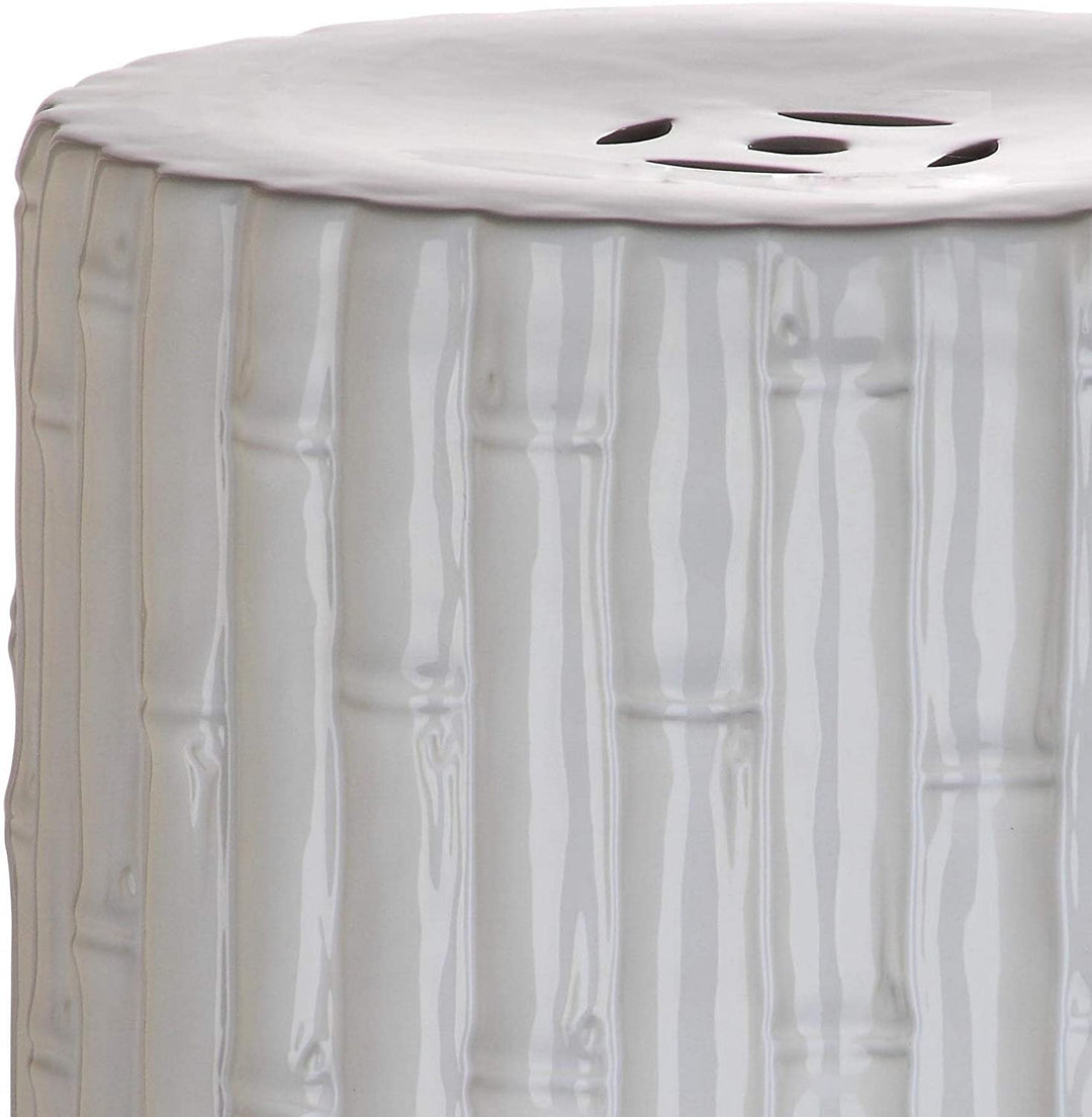 White Garden Stool 13" X 17" Ceramic - Diamond Home USA