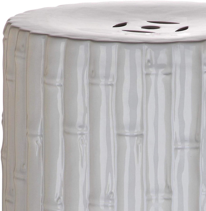 White Garden Stool 13" X 17" Ceramic - Diamond Home USA