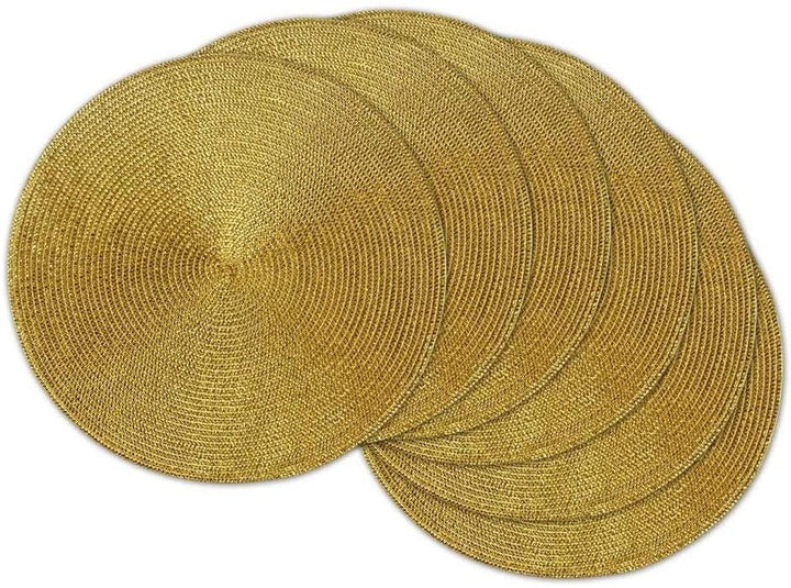 Metallic Gold Round Woven Placemat (Set 6) Modern