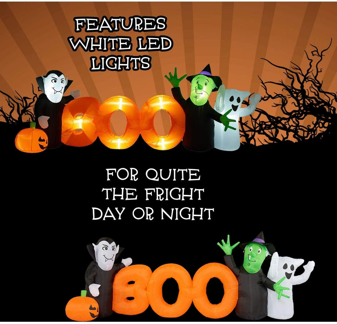 10 ft Inflatable Boo Sign Lights Color - Diamond Home USA