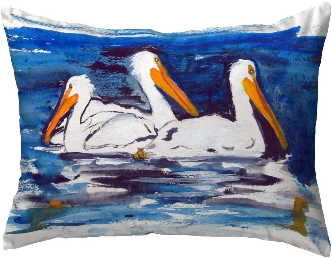 Three Pelicans Small No Cord Pillow 11x14 Color Graphic