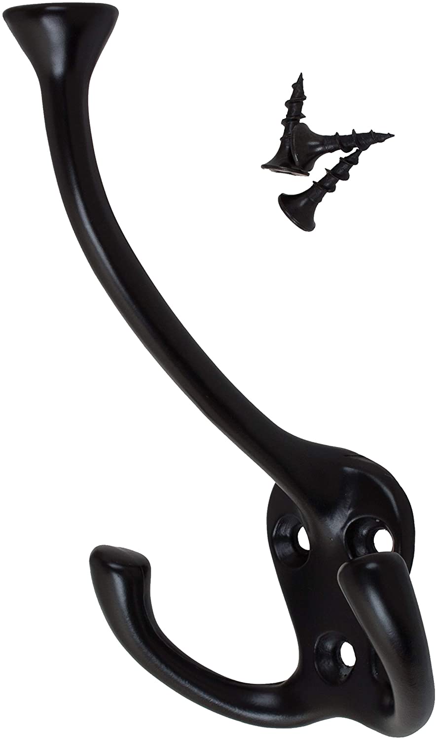 5 Pack 4 1/2 Matte Black Coat Tri Hooks