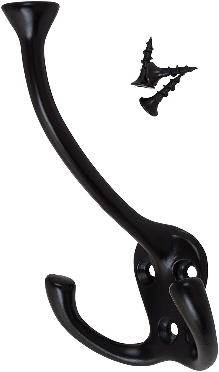 5 Pack 4 1/2 Matte Black Coat Tri Hooks