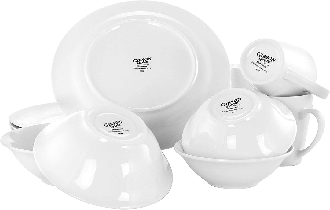 Traditional Fine Ceramic 16 Piece Dinnerware Set White Solid Casual Round Microwave Safe - Diamond Home USA