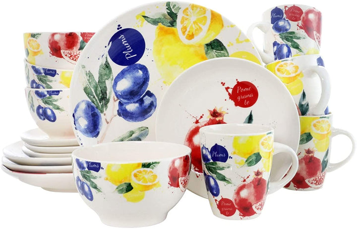Pomegranate 16 Piece Luxury Stoneware Dinnerware Set Color