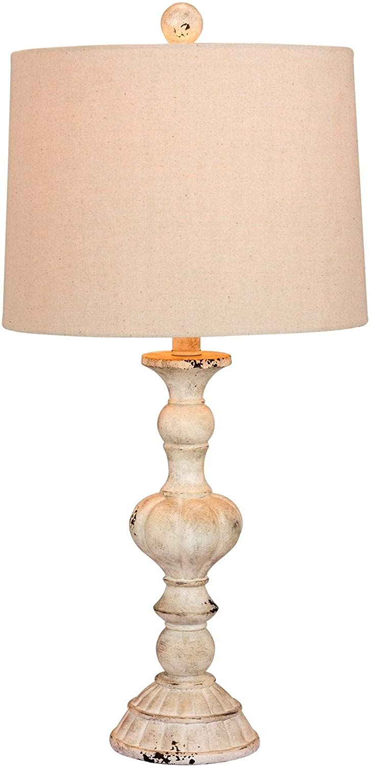 26 5 Distressed Sculpted Candlestick Resin Table Lamp