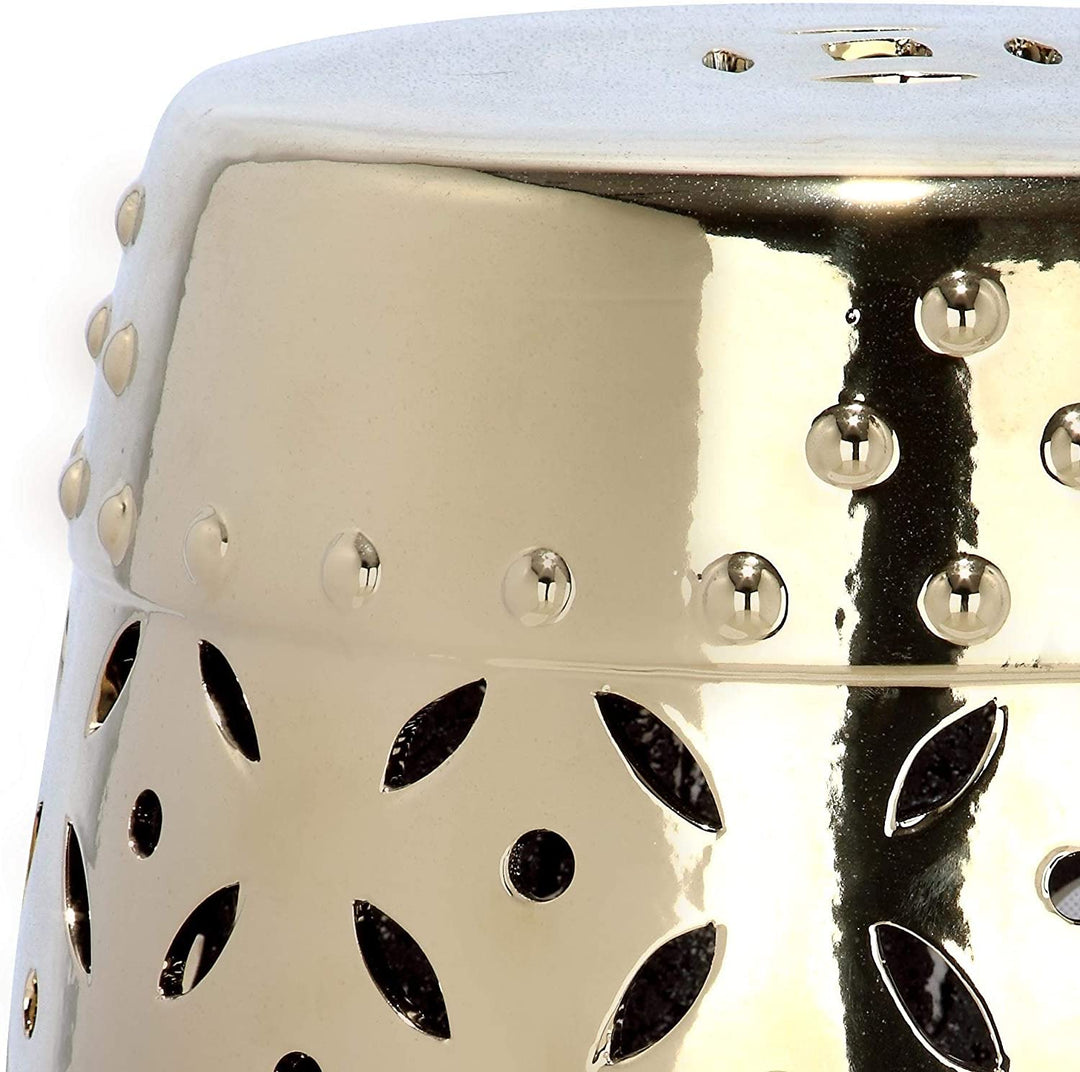 Paradise Gold Ceramic Decorative Garden Stool Modern Contemporary Transitional Finish Handmade - Diamond Home USA