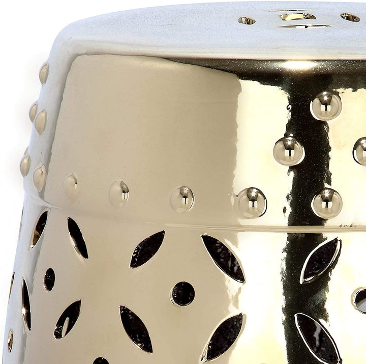 Paradise Gold Ceramic Decorative Garden Stool Modern Contemporary Transitional Finish Handmade - Diamond Home USA