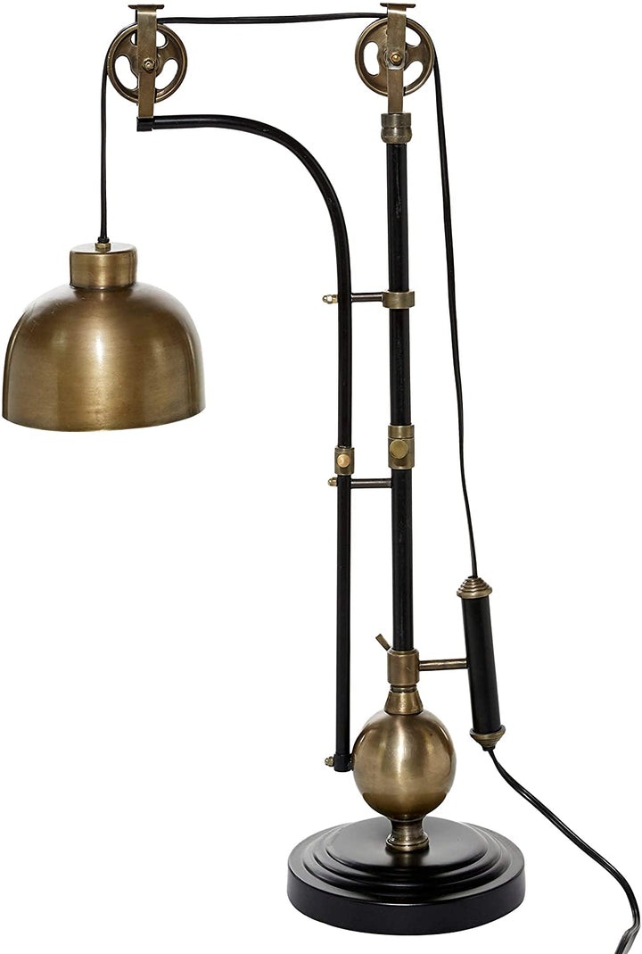 Antique Gold Black Adjustable Pulley Table Lamp 8 5" X 31" 9