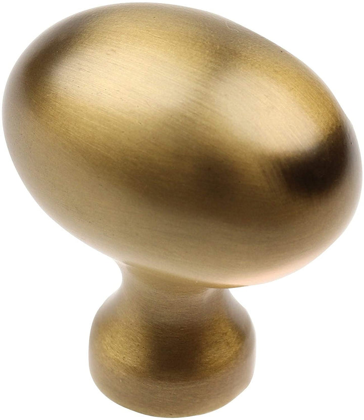 5 Pack 1 1/8 inch Oval Cabinet Knob Satin Gold Modern