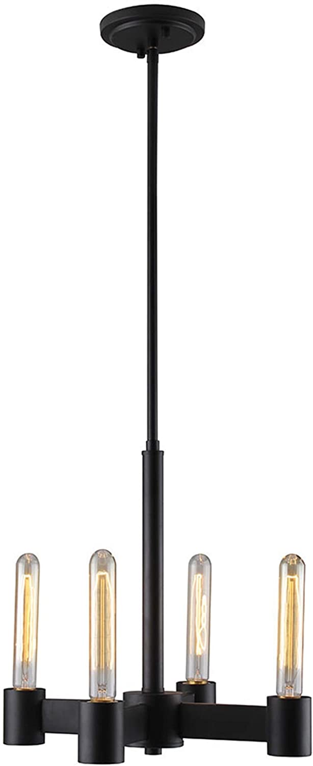 4 Light Matte Black Chandelier Transitional Steel
