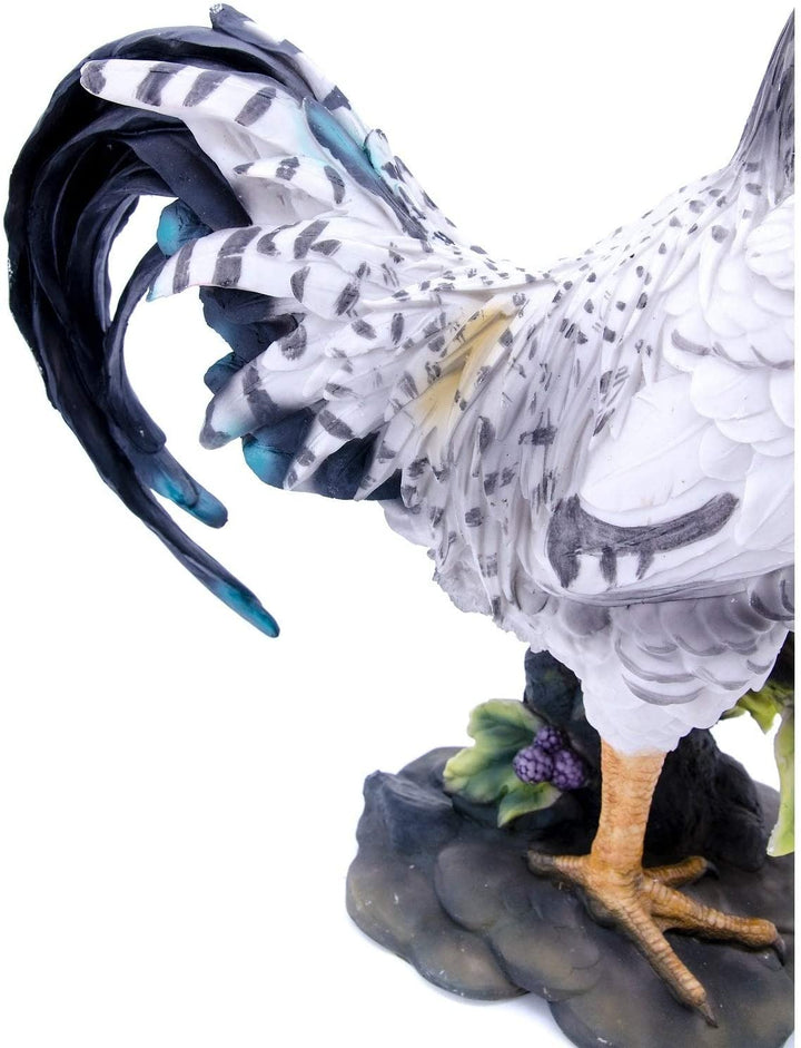 Black White Rooster Statue Polyresin
