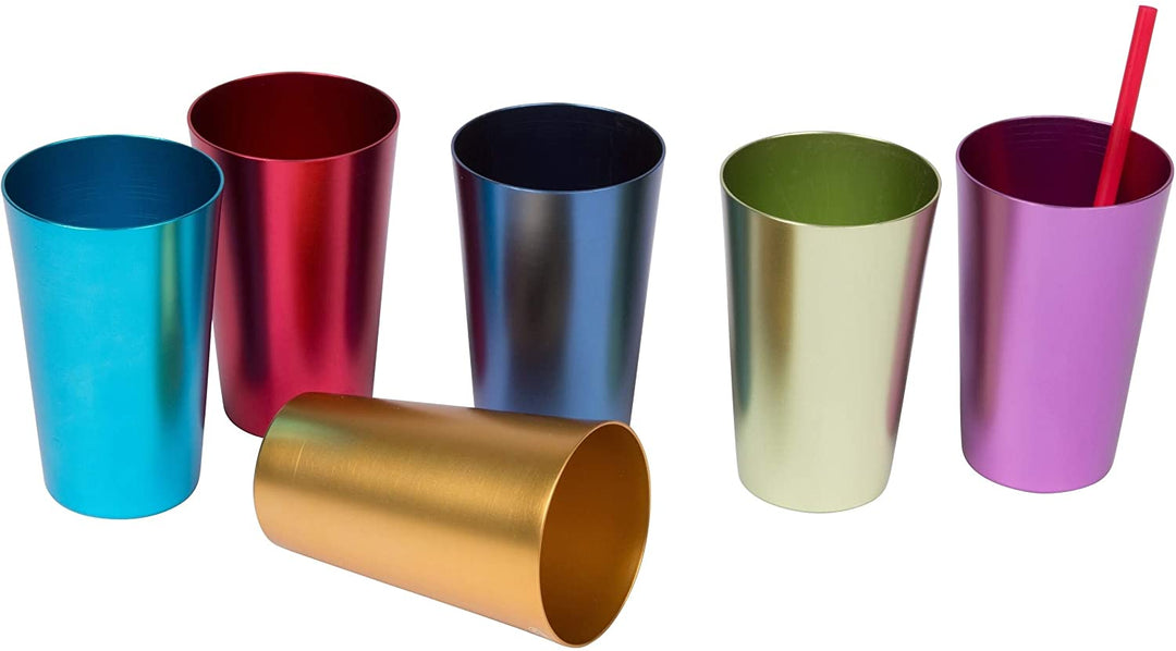 Retro Aluminum Tumblers 6 Cups 14 Oz by (Assorted lors)