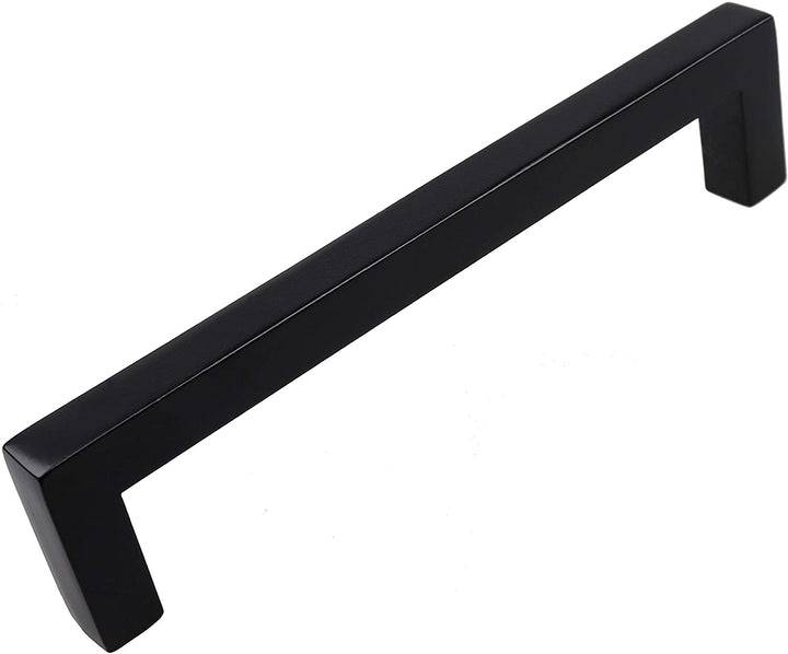 25 Pack 5 inch Center Solid Square Bar Pull Black Modern