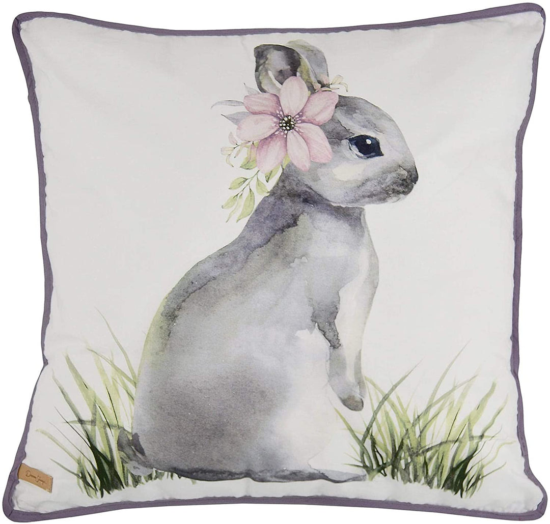 Forget Me Not Bunny Decorative Pillow White Animal Novelty