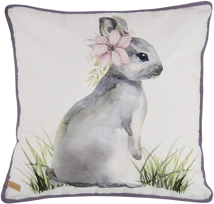 Forget Me Not Bunny Decorative Pillow White Animal Novelty