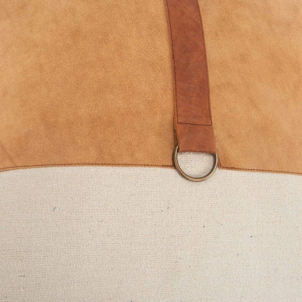 MISC Color Block Natural/Camel Decorative Down Filler Pillow 20"x20" Brown Abstract Casual Cotton