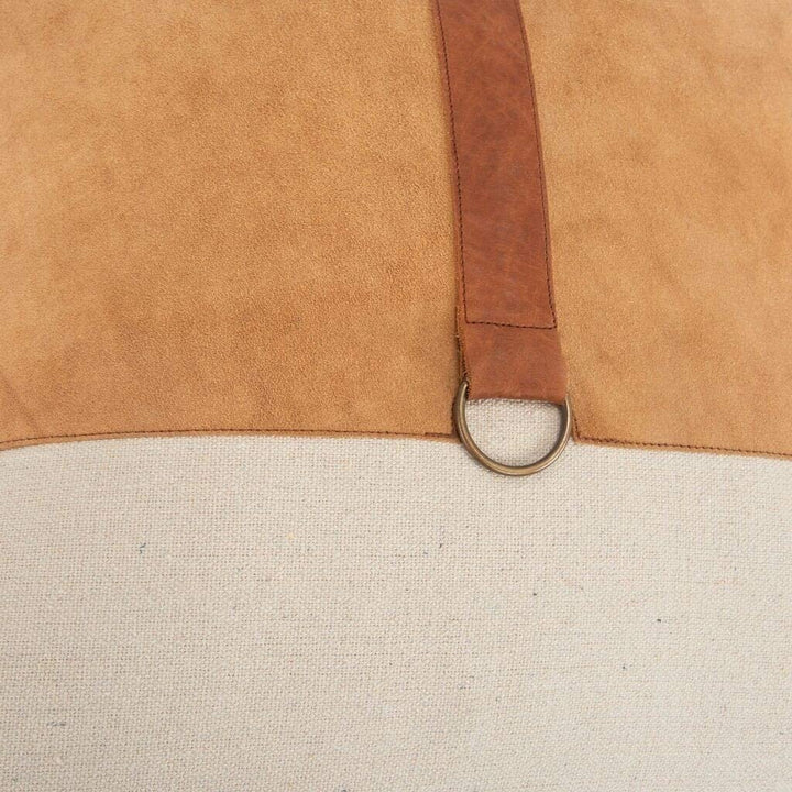 MISC Color Block Natural/Camel Decorative Down Filler Pillow 20"x20" Brown Abstract Casual Cotton