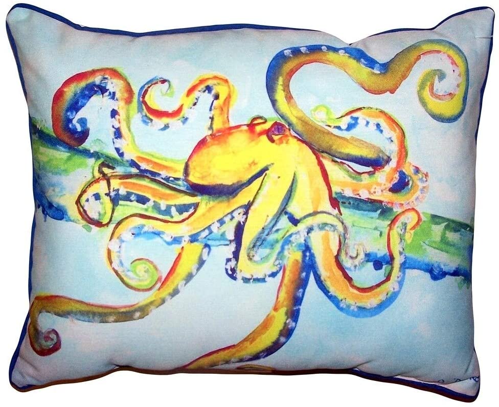 Crazy Octopus Large Pillow 16x20 Color Graphic Nautical