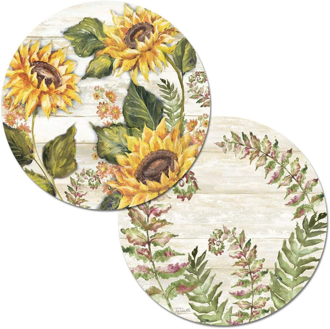 Wipe Clean Round Shaped cemats Set 4 Sunflowers Color