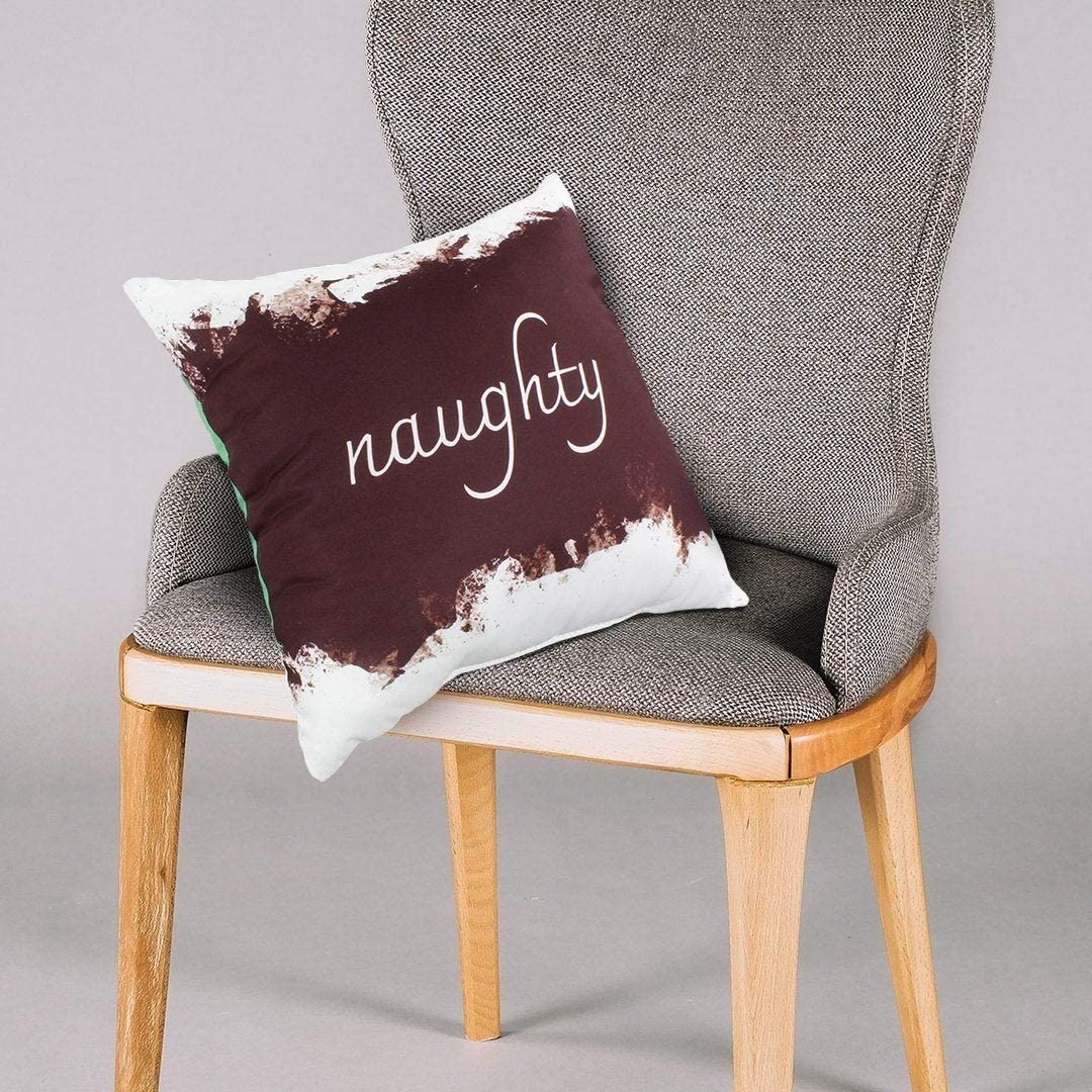 Naughty/Nice Pillow Color Quotes Sayings Transitional Polyester Single - Diamond Home USA
